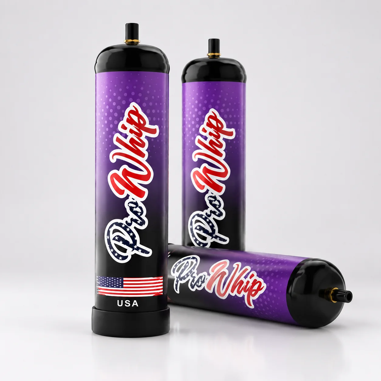 ProWhip canisters arranged in a clean product shot